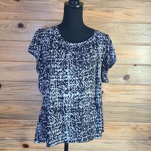 Worthington Women's Black & White Stretch Blouse 1X